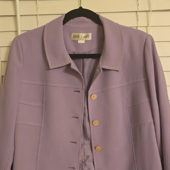 FOX LADY Elegant Purple Trench Coat with Tailored Fit - Picture 3 of 13
